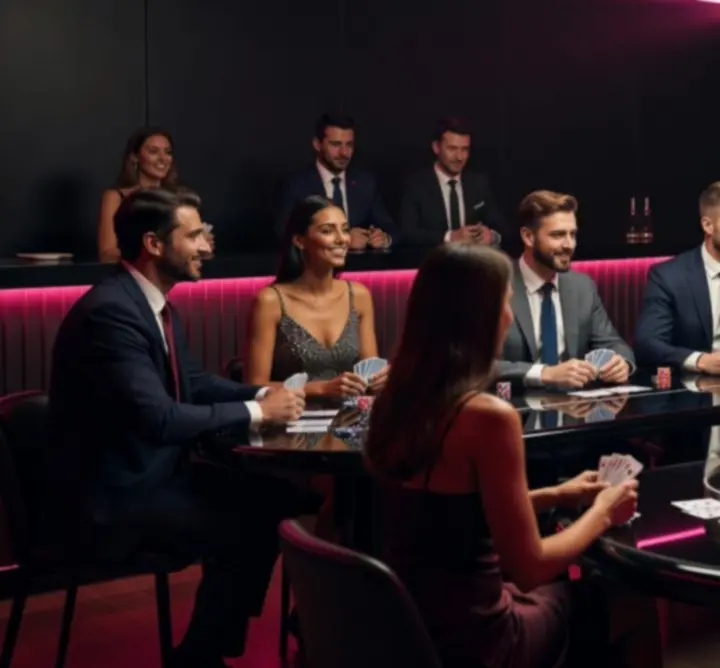 Hangulatos, modern póker lounge asztalok és koktélok